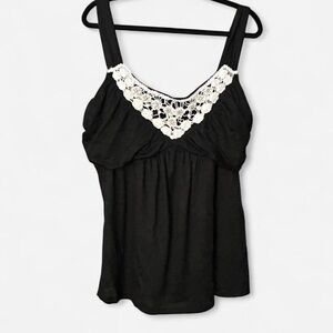Allison Brittney Black Camisole with White Lace